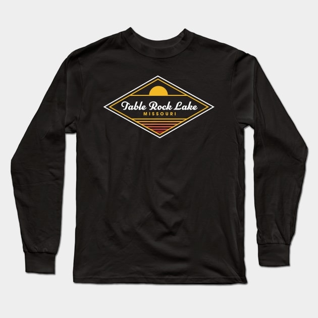 Table Rock Lake Missouri Retro Sunset Camping Long Sleeve T-Shirt by PodDesignShop